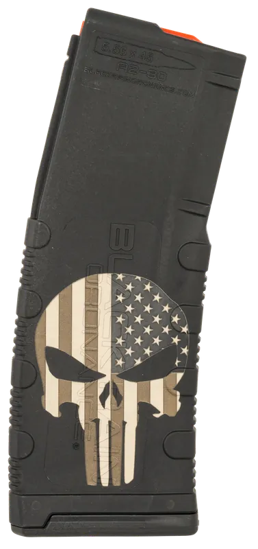 Black Rain Ordnance MAG30PUNISHW/FLAG 30-Round AR-15 Magazine with Punisher American Flag Engraving - .223/5.56 NATO