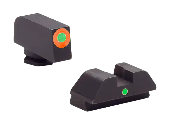 AmeriGlo GL205 i-Dot Sight Set for Glock - Green Tritium with Orange Outline Front & Rear Sights