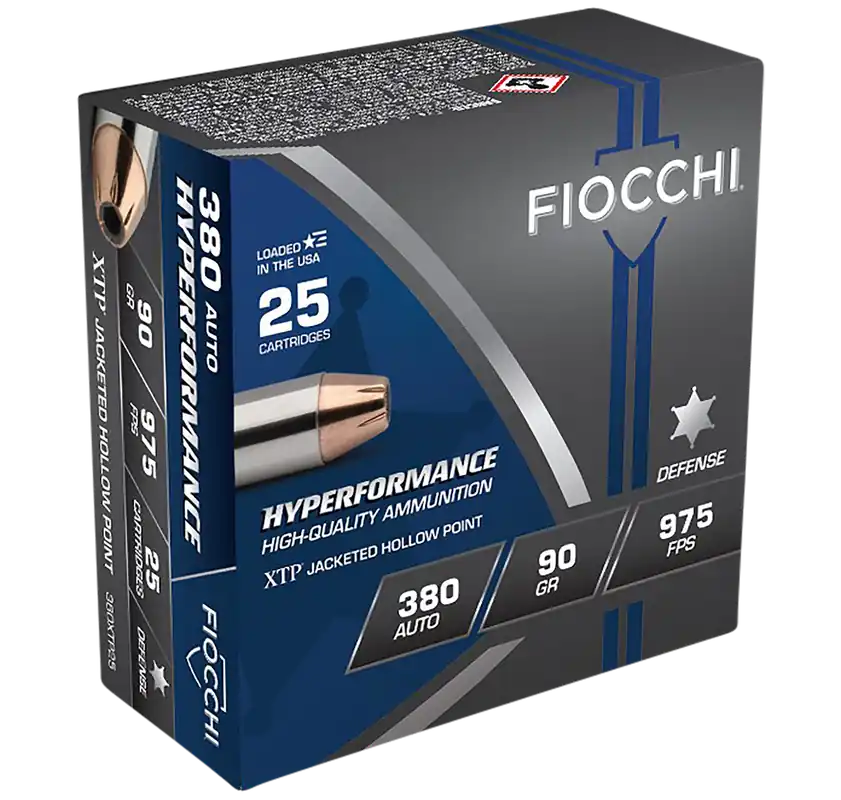 Fiocchi Hyperformance 380ACP 90gr XTP Hollow Point Ammo - 25 Rounds Per Box