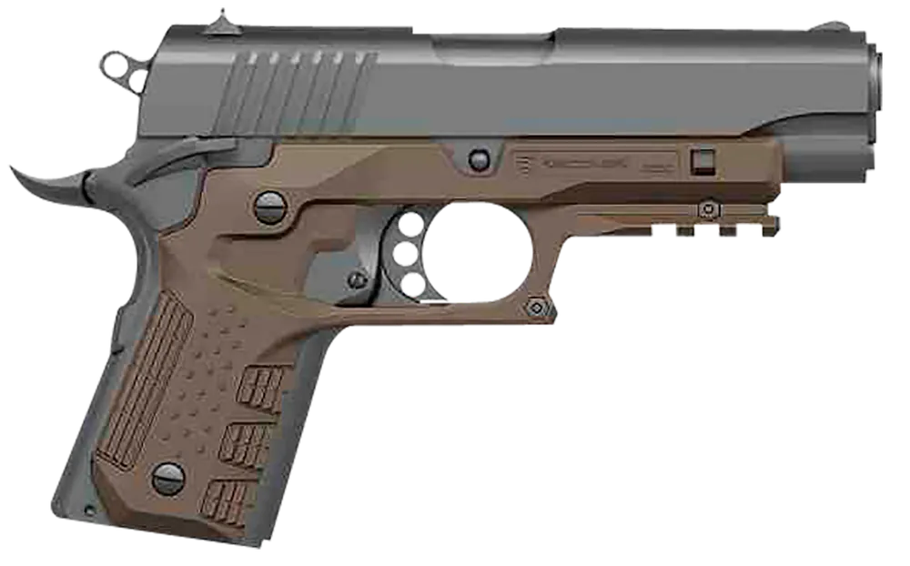 Tan Polymer Picatinny Grip & Rail System for Compact 1911 - Recover Tactical CC3C02