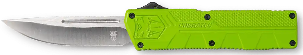 CobraTec Knives ZBGCTLWDNS 3.25" OTF Drop Point D2 Blade with Zombie Green Aluminum Handle and Pocket Clip