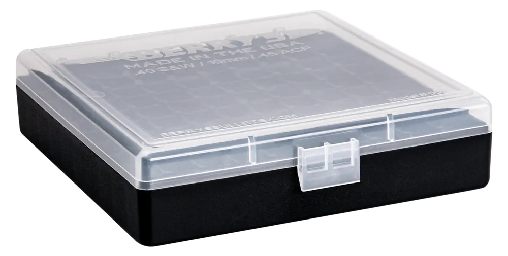 Berry's 16678 100-Round Ammo Box for 40S&W/45ACP - Clear/Black Polypropylene