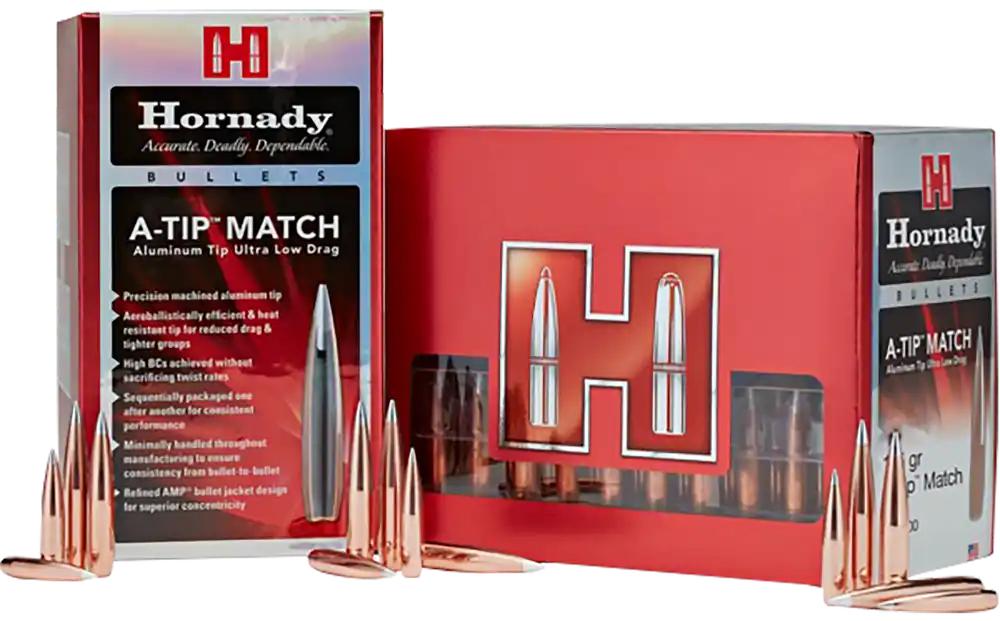 Hornady 6mm .264 153gr A-Tip Match Bullets - 500 Count Box, 6 Boxes per Case