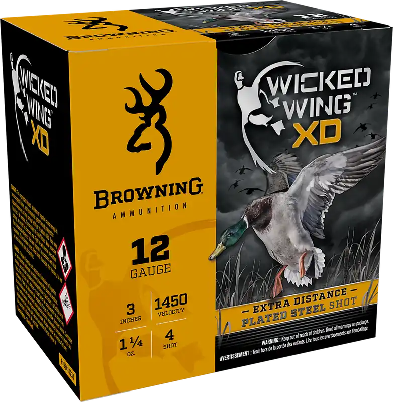 Browning Wicked Wing XD 12 Gauge 3" 1 1/4oz #4 Shot Ammo - 25 Rounds Per Box