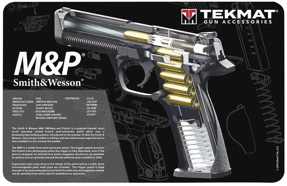 TekMat S&W M&P Cutaway Cleaning Mat - 11x17 Rubber, Black/White