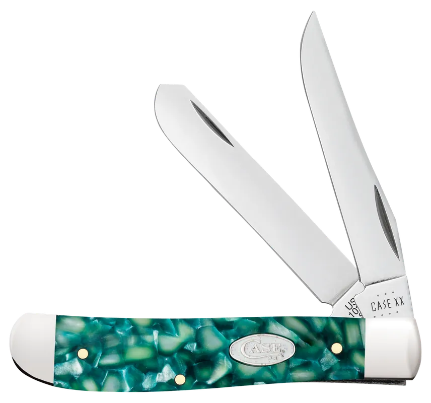 Case 71381 SparXX Trapper Mini Folding Knife with Green Kirinite Handle and Mirror Polished Tru-Sharp SS Blade