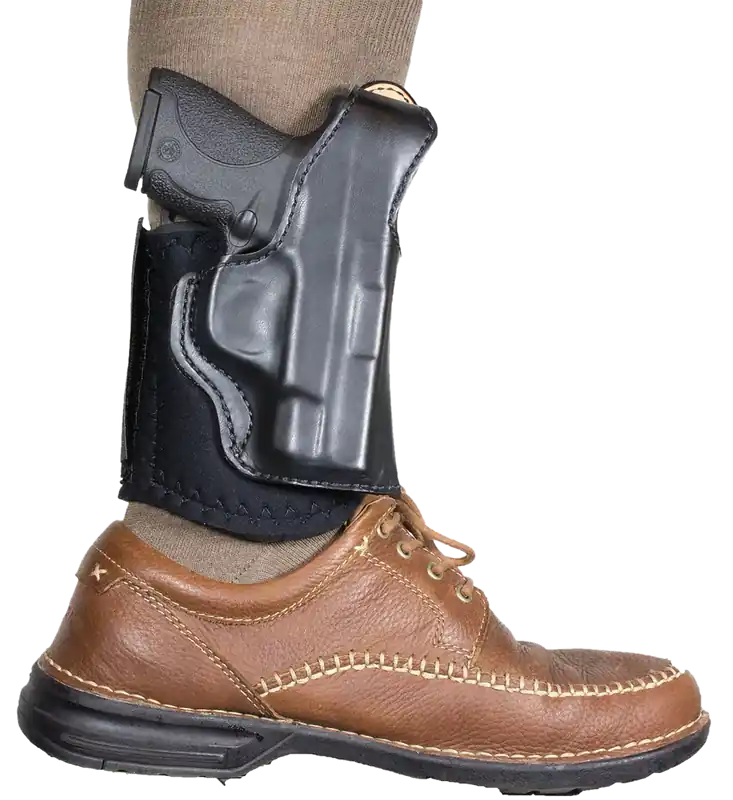 DeSantis Gunhide Die Hard Ankle Rig for S&W Bodyguard 380 - Right Handed, Black Leather/Sheepskin