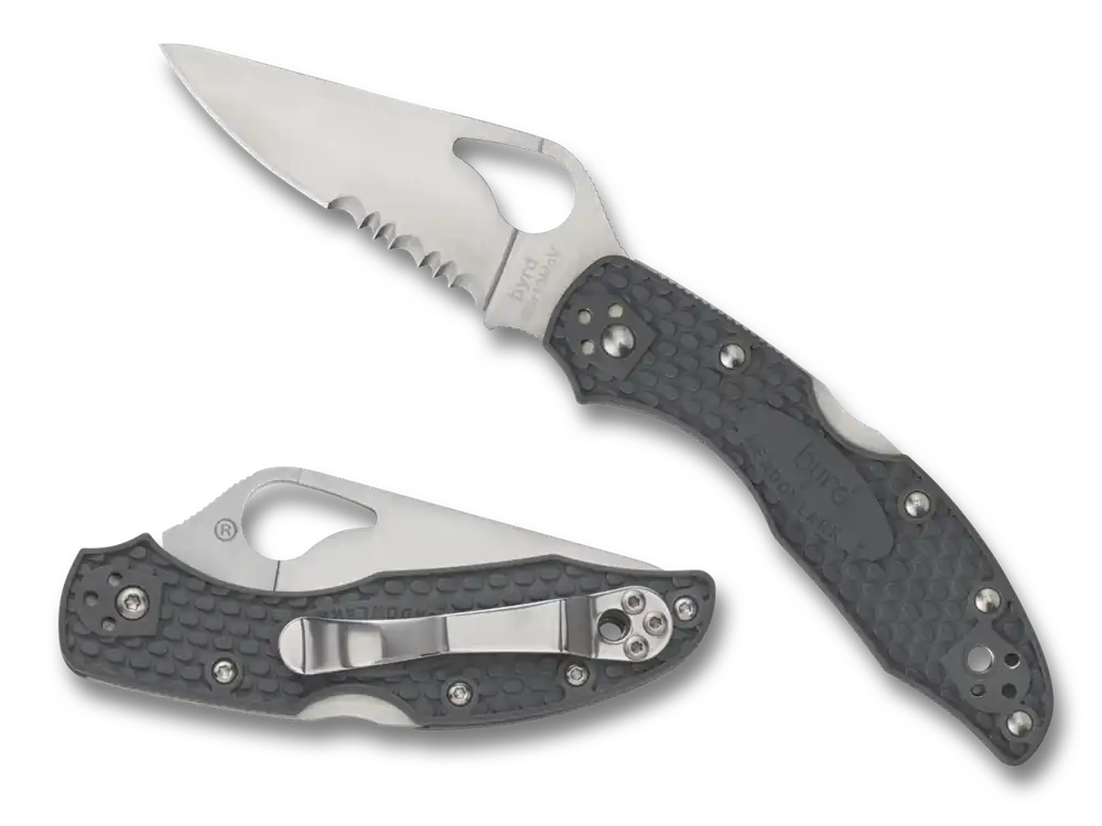 Spyderco Byrd Meadowlark 2 Lightweight Folding Knife with Part Serrated Blade and Black FRN Handle