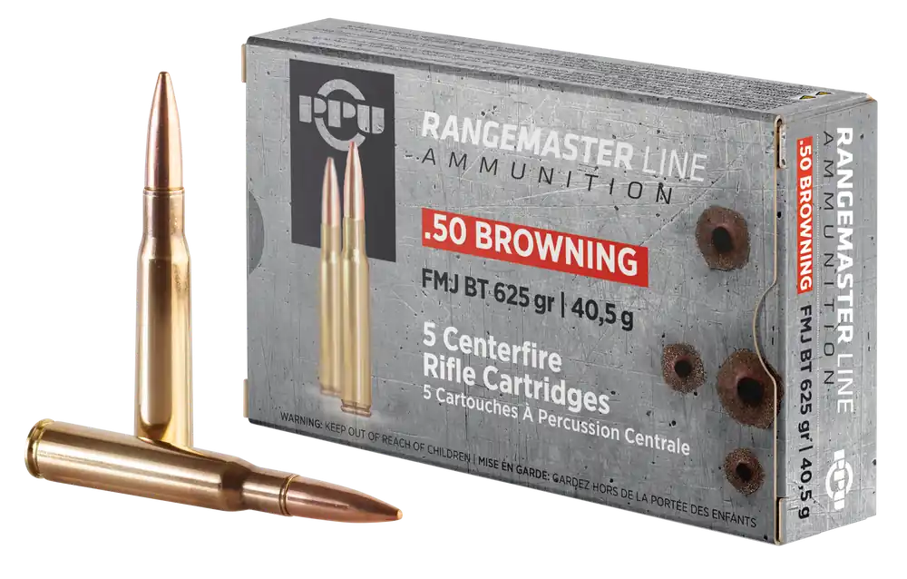 PPU PPRM50 Rangemaster 50BMG 625gr FMJ Ammo - 5 Rounds/Box, 20 Boxes/Case