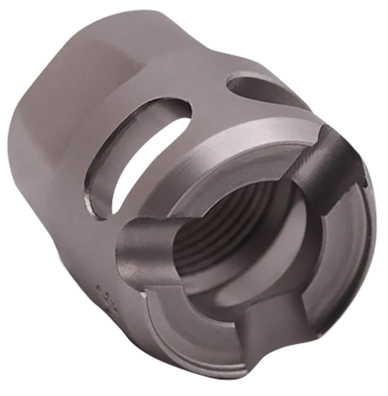 True Precision TPYMICROSS Micro Compensator Y-Type Satin Stainless Steel 1/2"x28 Threads for 9mm/380 ACP