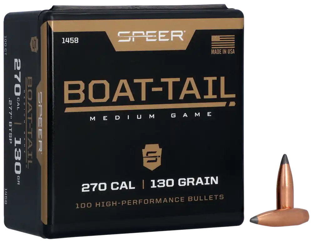 Speer 1458 .270 Cal 130gr Spitzer BTSP - 100/Box, 5/Case
