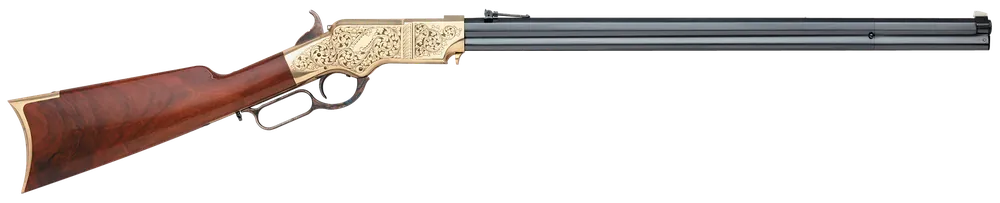 Taylors & Company 1860 Brass Engraved 45 Colt Lever-Action Rifle with Octagon Barrel and Walnut Stock