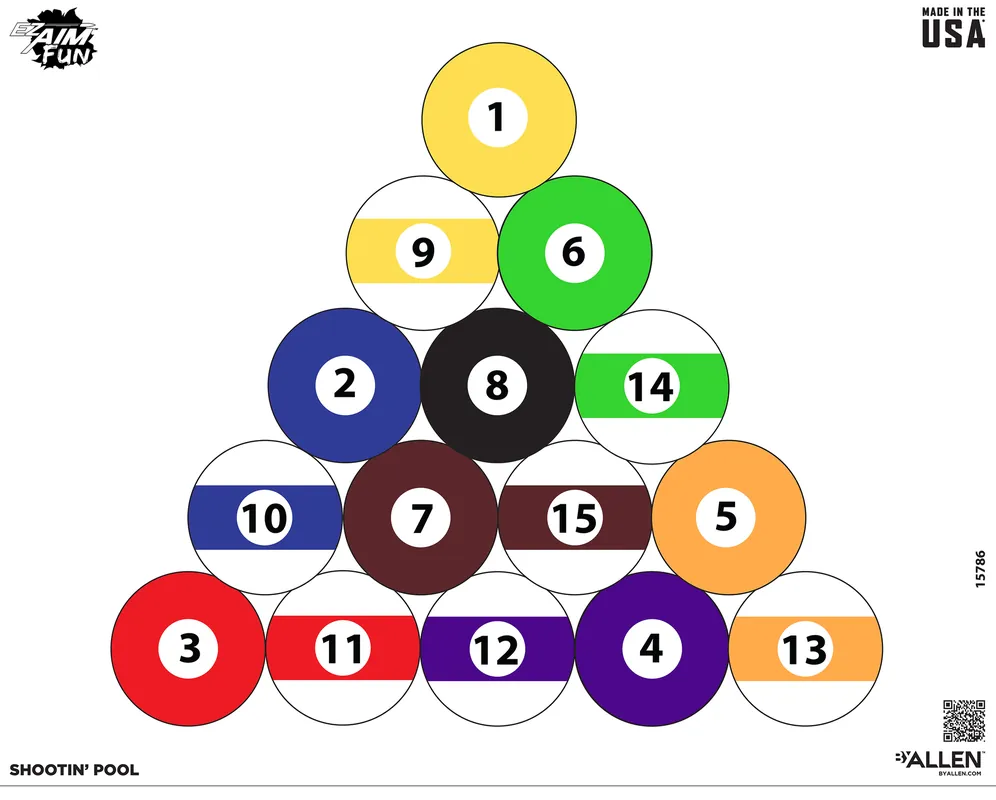EZ-Aim 15786 Shootin' Pool Hanging Paper Target Set - 24"x19" Multi-Color, Pack of 4