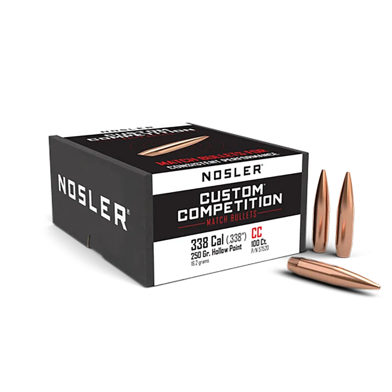 Nosler Custom Competition .338 Caliber 250gr HPBT Bullets - 100 Count Box