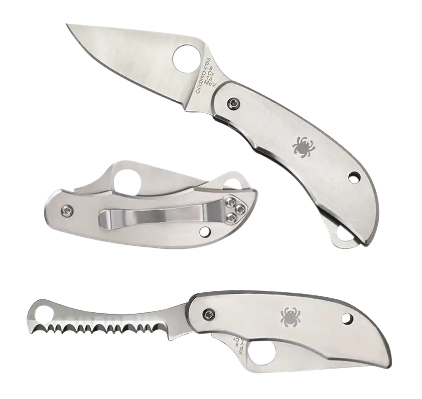 Spyderco C176P&S Clipitool: Stainless Steel Folding Knife with Part Serrated Blade and Multi-Tool Features