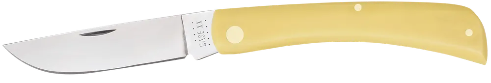 Case 00038 Sod Buster Folding Skinner Knife with Yellow Synthetic Handle