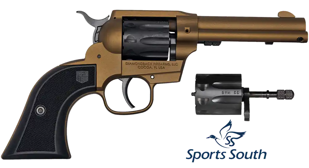 Diamondback Sidekick .22 LR/.22 WMR Revolver, 9rd, 4.5" Barrel, Burnt Bronze Finish, Black Cerakote Cylinder, Checkered Nylon Grips