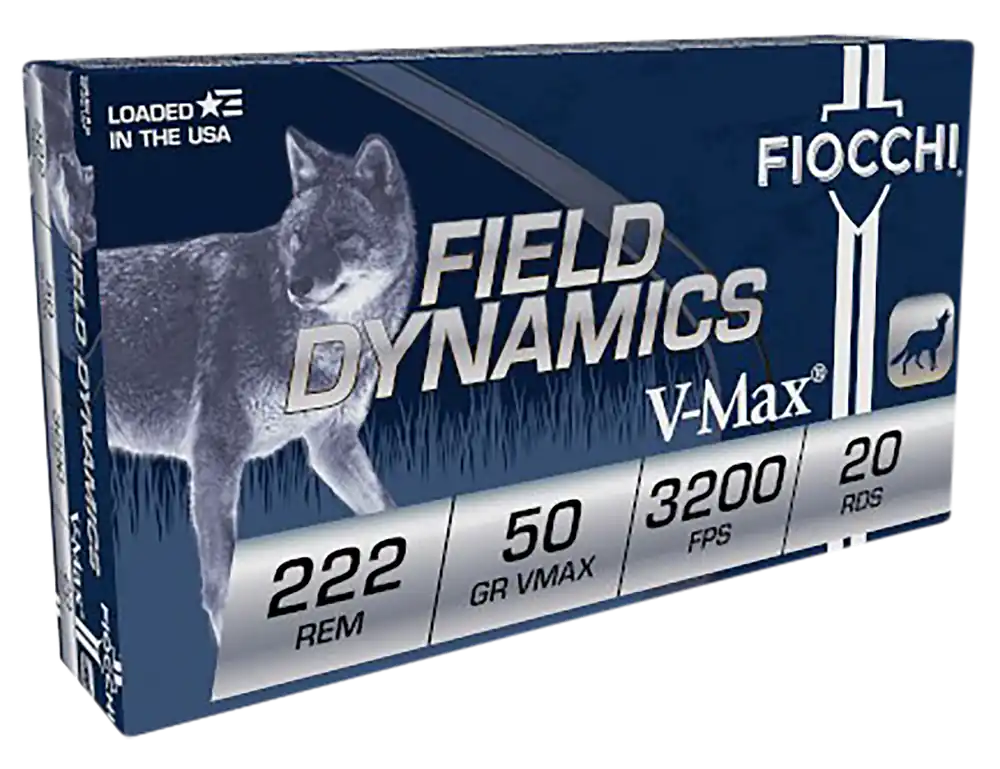 Fiocchi Field Dynamics .222 Rem 50gr V-Max Ammunition - 20 Rounds per Box