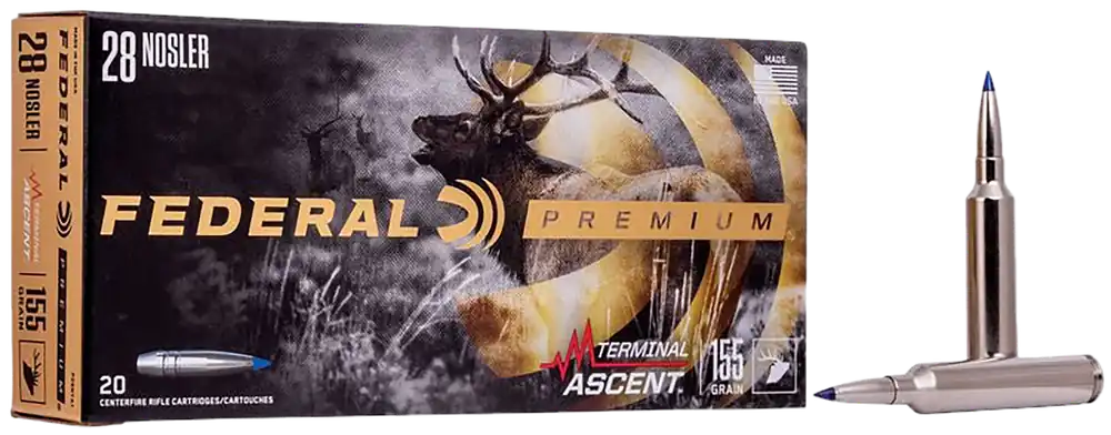 Federal Premium 28 Nosler 155gr Terminal Ascent Ammunition - 20 Rounds per Box, 10 Boxes per Case