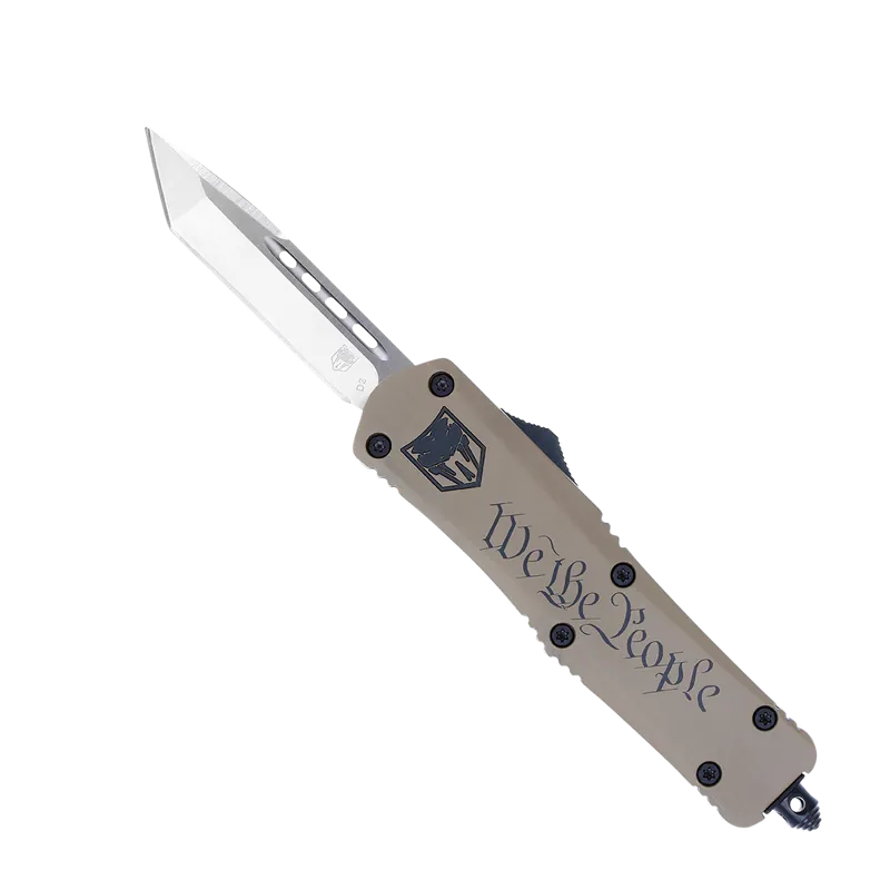 CobraTec FS-3 "We The People" OTF Tanto Knife with Tan Cerakoted Handle and Glass Breaker
