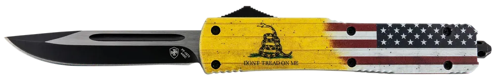 Templar Knife MDTOM331 Gen II "Don't Tread On Me" OTF Knife with Yellow Flag Handle and Glass Breaker