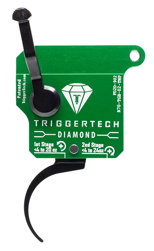 TriggerTech Diamond Two-Stage Pro Curved Trigger for Remington 700 - Adjustable 0.50-2.80 lbs, Green/Black Finish