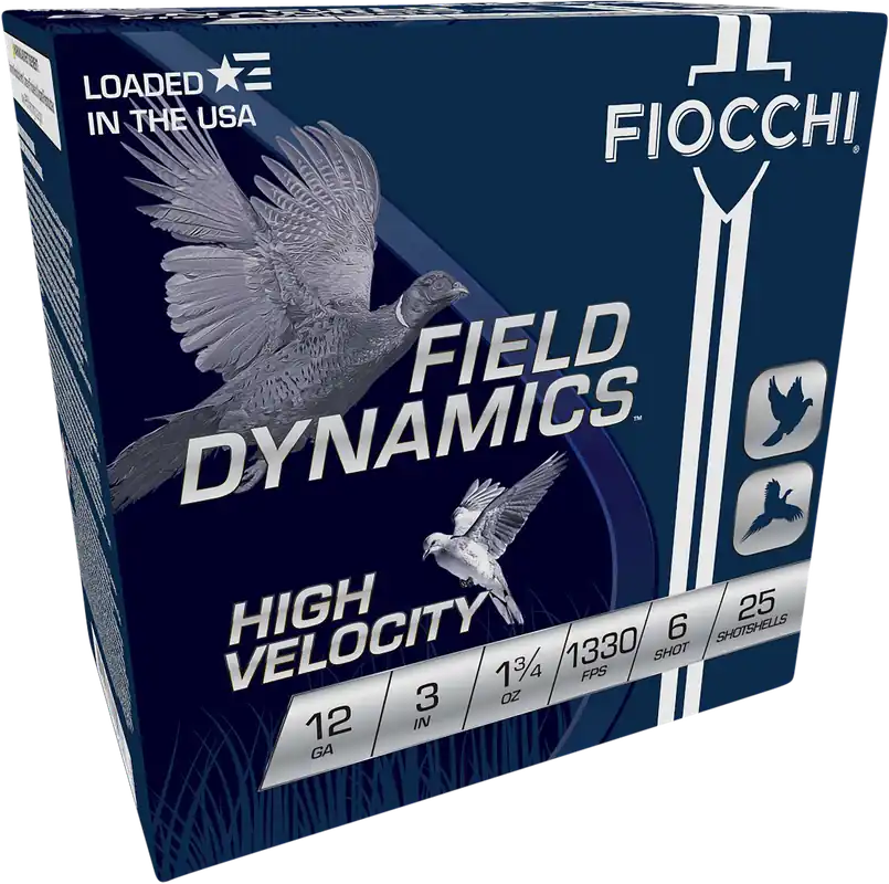Fiocchi Field Dynamics 12 Gauge High Velocity 6 Shot Ammo - 25 Rounds per Box