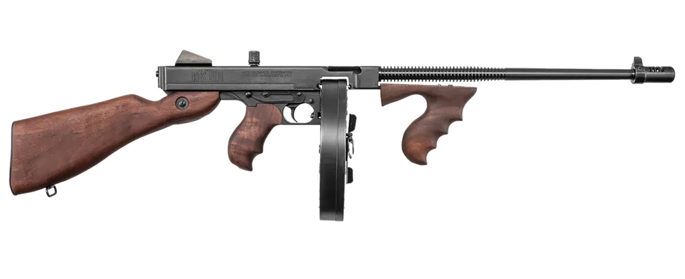 Auto-Ordnance T5P100D 1927A-1 Lightweight Deluxe .45 Caliber Rifle with Walnut Stock and Grip, 100+1 Capacity