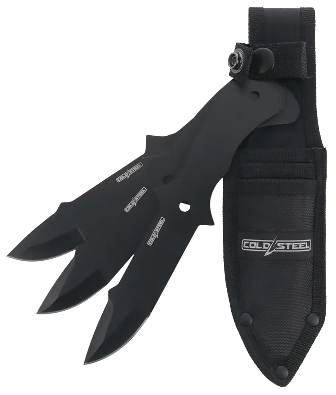 Cold Steel Throwing Knives Set - 3 Pack, 8" Black Oxide 420 Stainless Steel Blades with Sheath