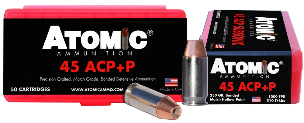 Atomic Ammunition 00433: 45ACP +P 230gr Bonded Match HP - 50/Box, 10/Case
