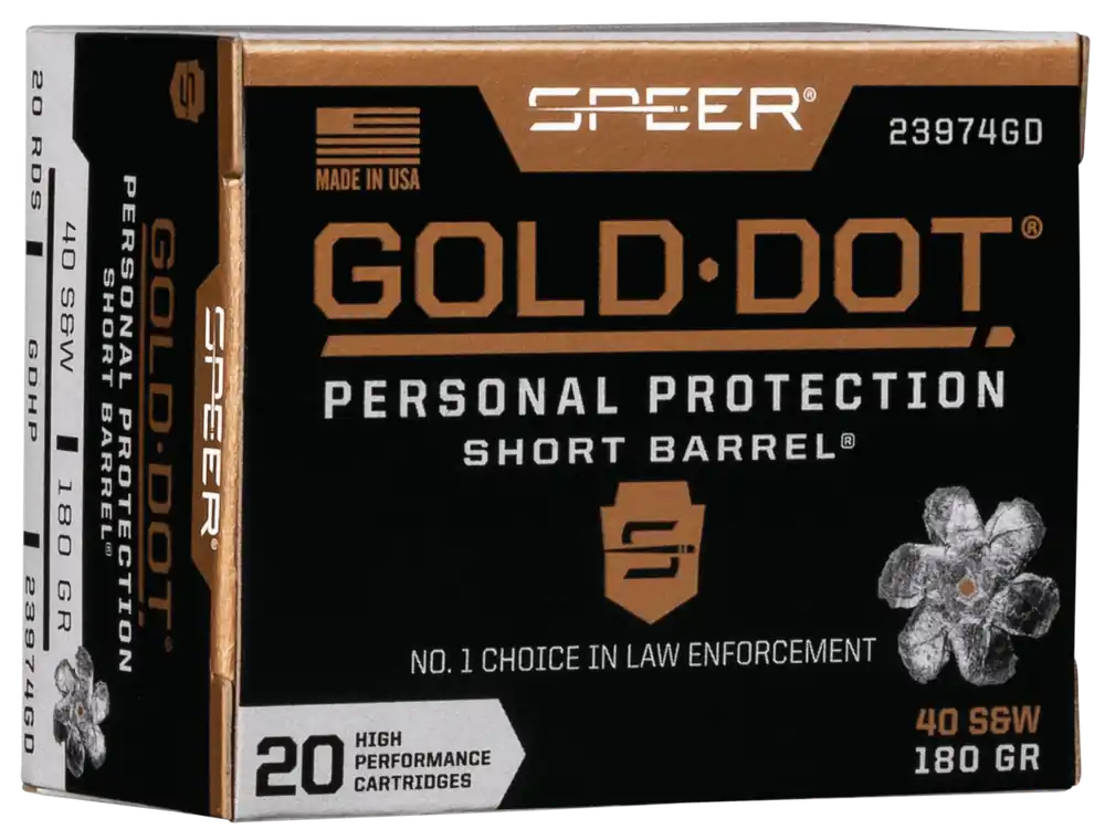 Speer Gold Dot 40S&W 180gr Short Barrel Hollow Point Ammo - 20 Rounds