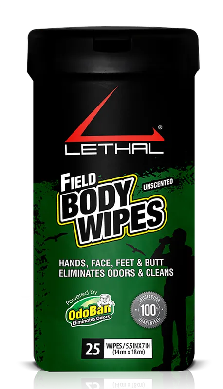 Lethal Odor Eliminator Bamboo Fiber Field Body Wipes - 25 Pack