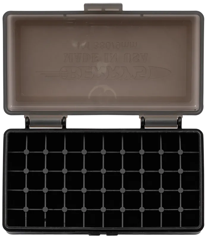 Berry's 19642 9mm/380ACP 50rd Ammo Box - Smoke/Black Polypropylene