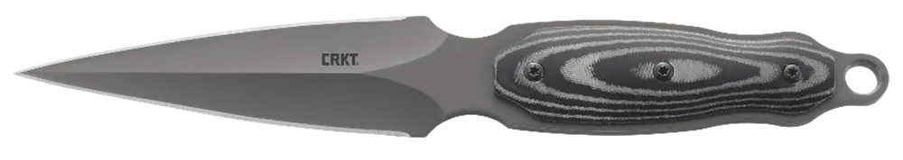 CRKT 2075 Shrill Fixed Blade Knife with Dual-Edge Gray TiN Coated 8Cr13MoV Steel and Black/Gray Resin Fiber Handle, Includes Sheath