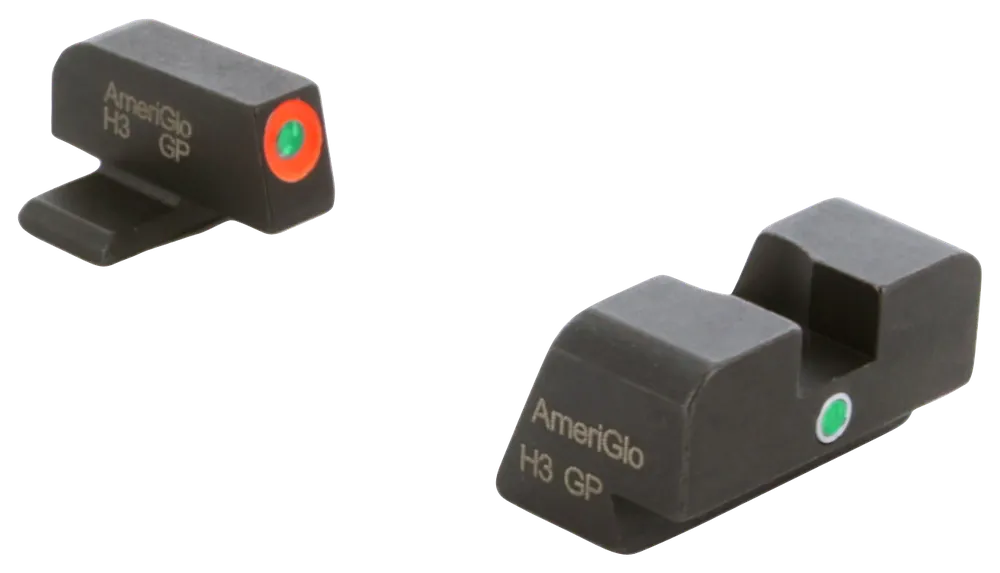 AmeriGlo XD201 i-Dot Sight Set for Springfield Armory XD - Green Tritium Sights with Orange Outline Front