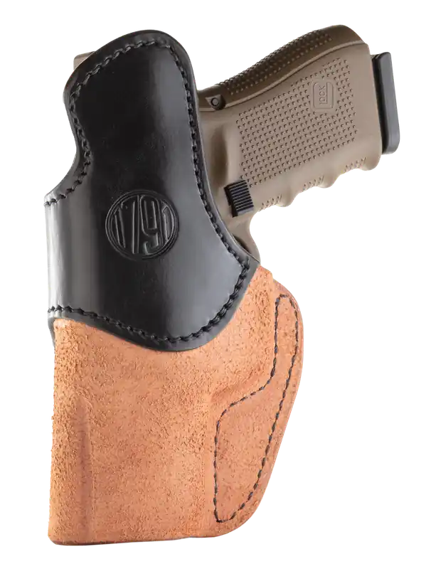 1791 Gunleather RCH4BLBR IWB Holster for Glock 17/S&W M&P Shield/Springfield XD - Right Hand, Black/Brown Leather