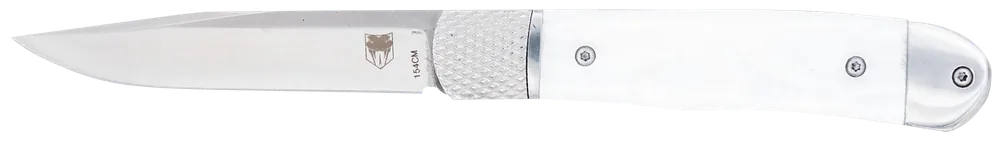 CobraTec Knives CTTHRWTABA154CM Trapper Small Folding Knife with 3.13" 154CM Blade and White Abalone Handle