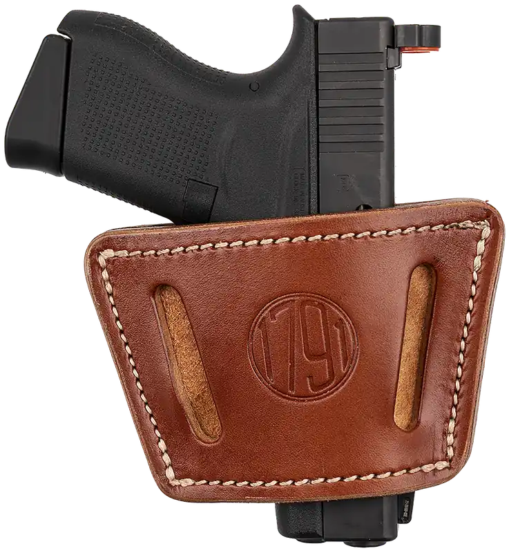 1791 Gunleather Classic Brown Leather Belt Clip for Small-Mid Frame Autos, Ambidextrous IWB/OWB Holster