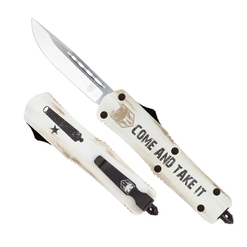 CobraTec FS-3 OTF Knife: 3" 154CM Blade, "Come And Take It" Handle, Glass Breaker, Pocket Clip