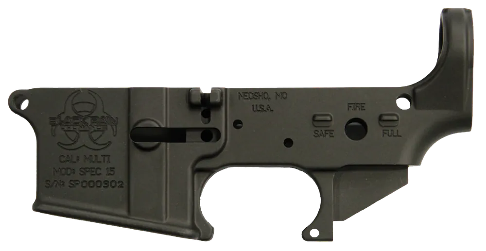 Black Rain BROSPEC15LR Spec15 Forged Lower Receiver for AR-Platform, Multi-Caliber, 7075-T6 Aluminum, Black Anodized