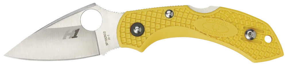 Spyderco Dragonfly 2 Salt Folding Knife with Serrated H1 Steel Blade and Yellow FRN Handle