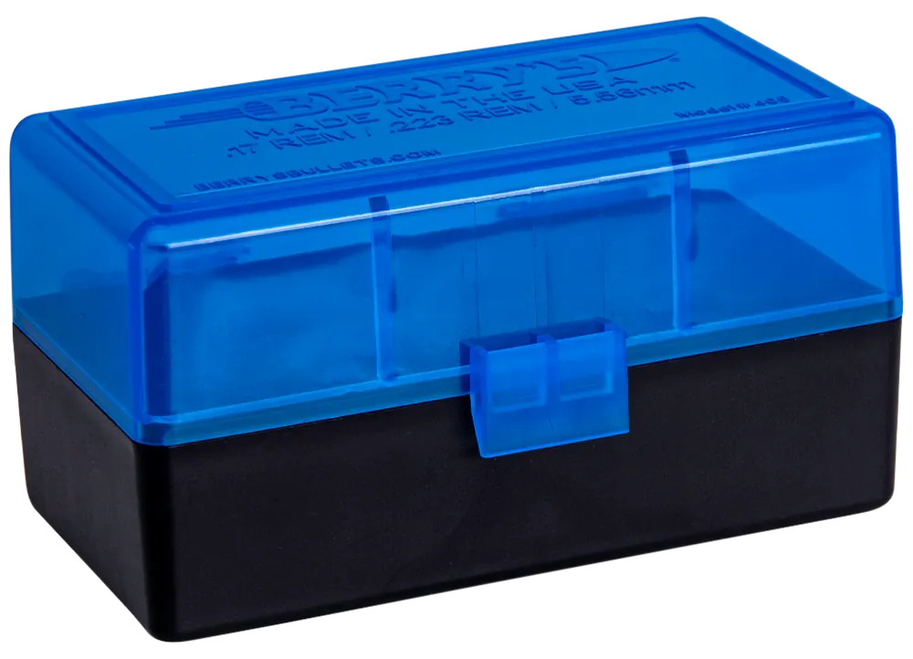 Berry's 44661 50rd Ammo Box for .223 Rem/5.56 NATO - Blue/Black Polypropylene