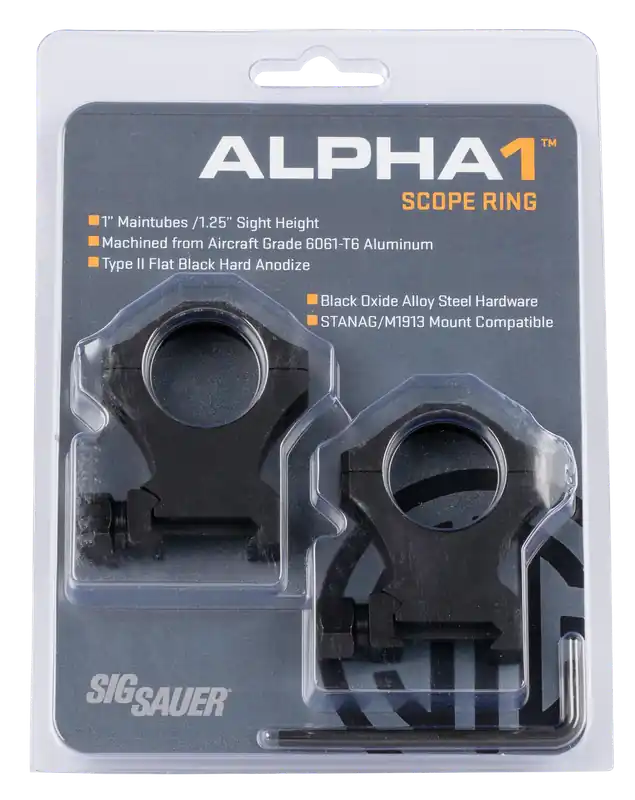 Sig Sauer Electro-Optics Alpha 1 Matte Black 1" Extra High Scope Mount