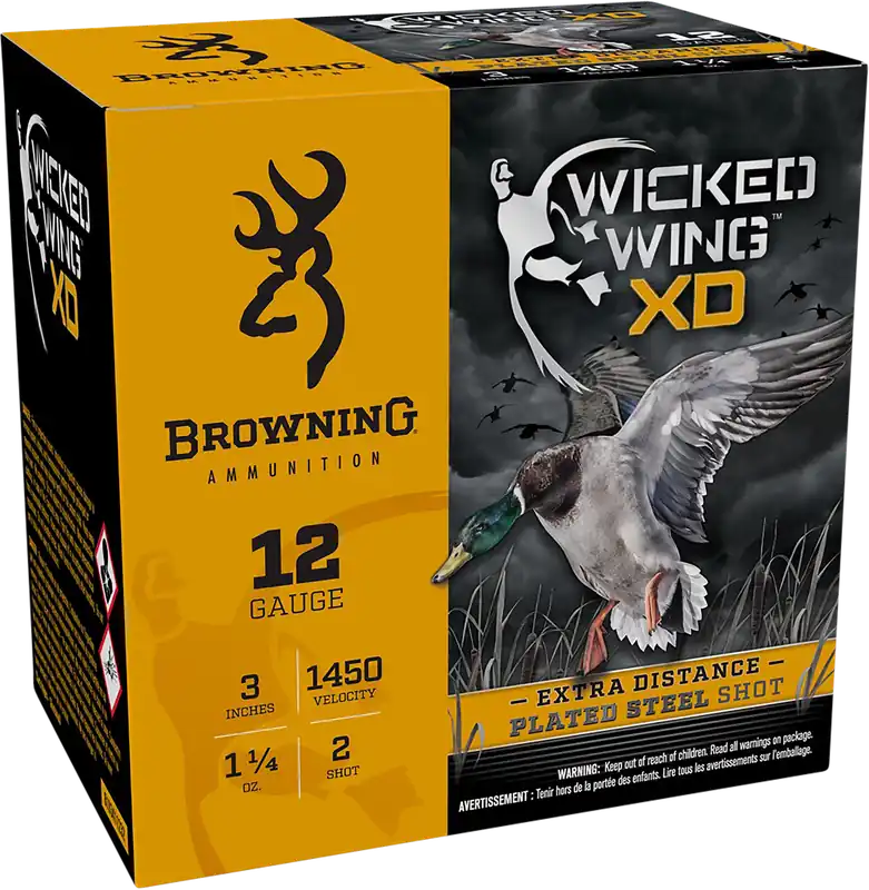 Browning Wicked Wing XD 12 Gauge 3" 2 Shot Ammo - 25 Box/10 Case