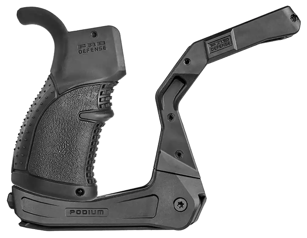 AR-Podium Bi-Pod with AGR-43 Grip for AR-15/M16 - Black Polymer by FAB Defense