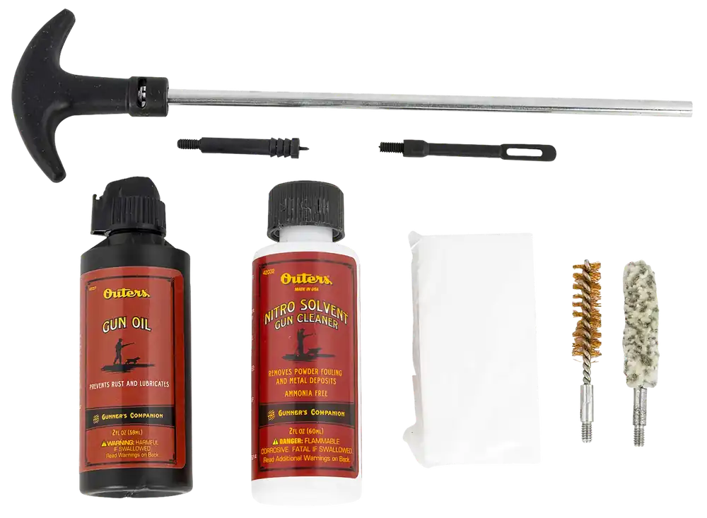 Outers 96416 Aluminum Rod Pistol Cleaning Kit for 38/357 Caliber and 9mm Pistols (Clam Pack)