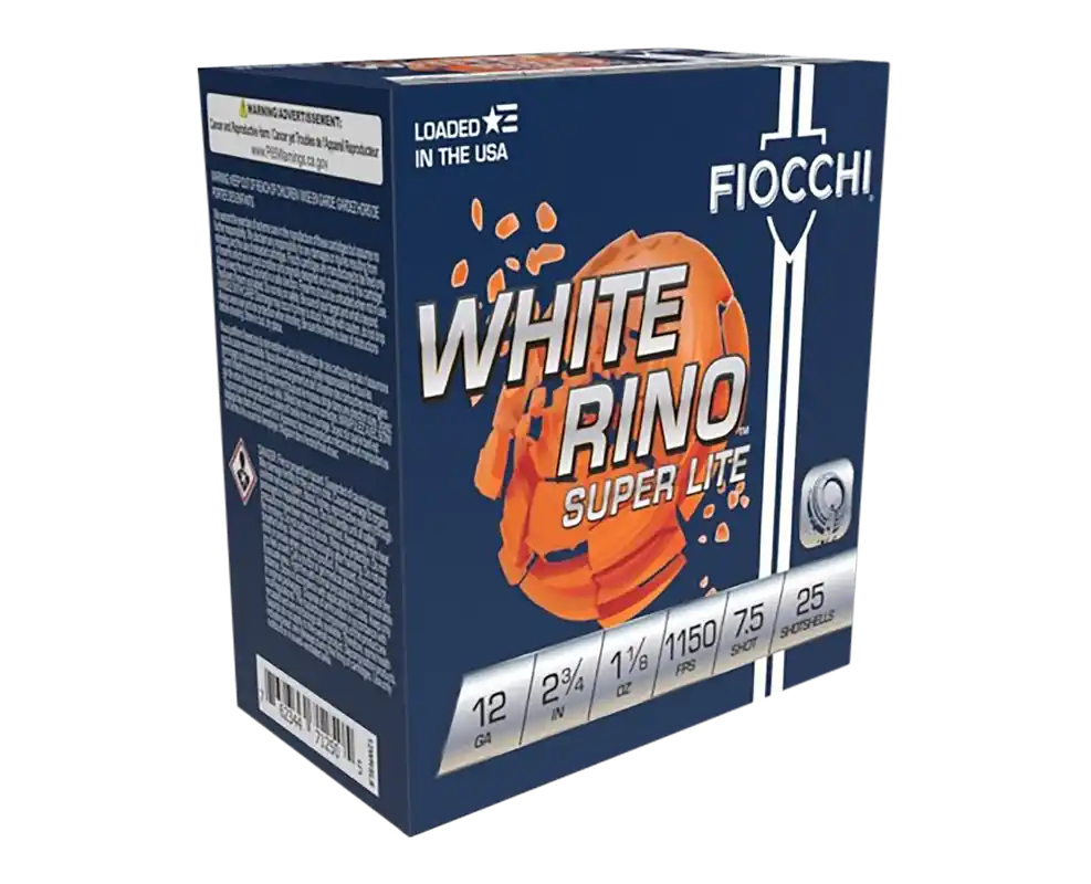 Fiocchi Exacta Target White Rino 12 Gauge 7.5 Shot Ammo - 25 Rounds Per Box