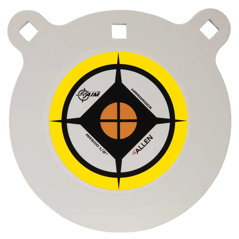 EZ-Aim 15598 Hardrock 8" AR500 Steel Gong, 0.50" Thick, Black/White/Yellow Hanging Target
