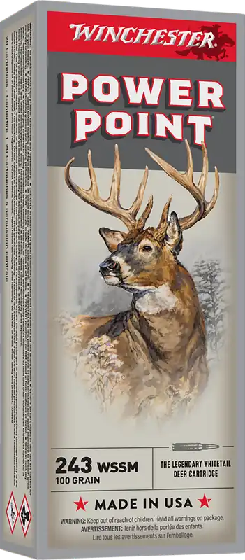 Winchester X243WSS Power-Point 243WSSM 100gr Ammunition - 20 Rounds per Box