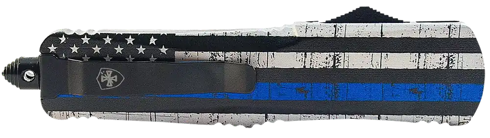 Templar Knife Gen II Back The Blue OTF Dagger with Black Oxide Stonewashed Blade and Blue Line Handle